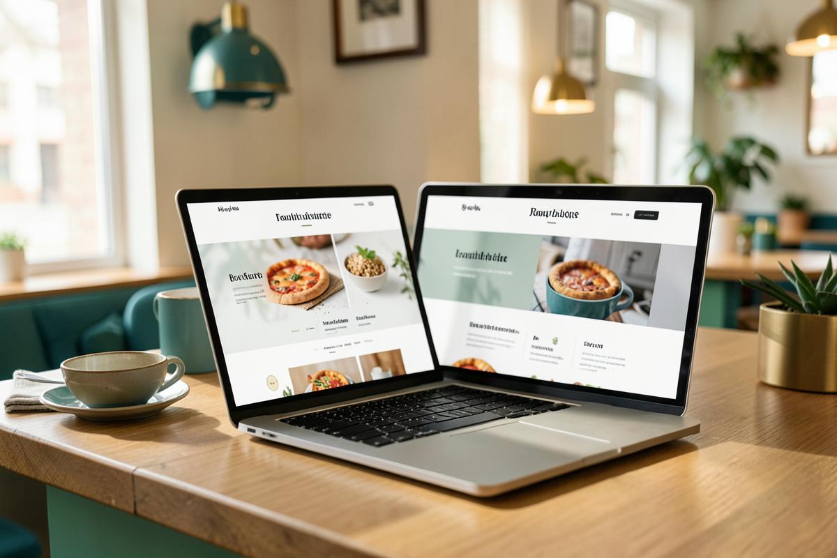 Ett lokalt småföretag med en laptop som visar en modern hemsida